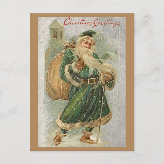 kerst met een groene robed in sneeuw briefkaart (Voorkant)