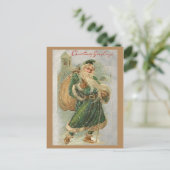 kerst met een groene robed in sneeuw briefkaart (Staand voorkant)