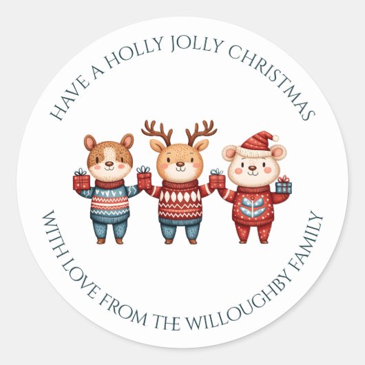 Kerst met een Kerstboom Ronde Sticker (Voorkant)