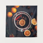 Kerst met een Kerstkrans | Een gezellige drank voo Wandkleed (Voorkant (horizontaal))