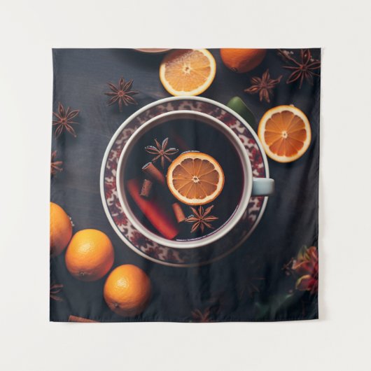 Kerst met een Kerstkrans | Een gezellige drank voo Wandkleed (Voorkant)