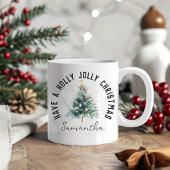 Kerst met een Kerstkrans Persoonlijke naam mok