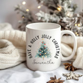 Kerst met een Kerstkrans Persoonlijke naam mok