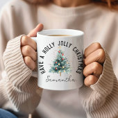 Kerst met een Kerstkrans Persoonlijke naam mok