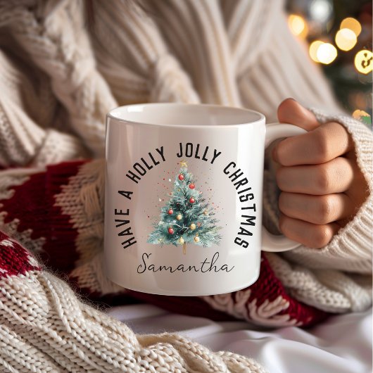 Kerst met een Kerstkrans Persoonlijke naam mok