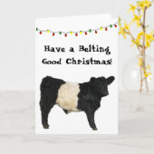 Kerst met een mooie Belted Galloway Beltie Koe Kaart (Gele Bloem)