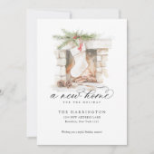 Kerst met een nieuwe kalligrafie verhuizen aankondiging (Voorkant)