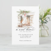 Kerst met een nieuwe kalligrafie verhuizen aankondiging (Staand voorkant)