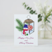 Kerst met een sneeuwman briefkaart (Staand voorkant)