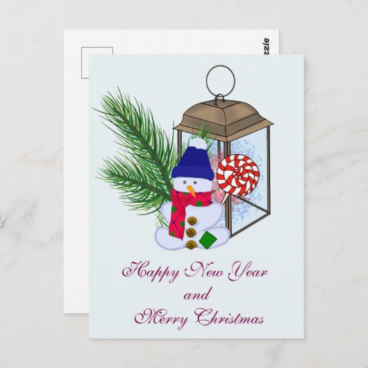 Kerst met een sneeuwman briefkaart (Voorkant / Achterkant)