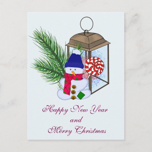 Kerst met een sneeuwman briefkaart (Voorkant)