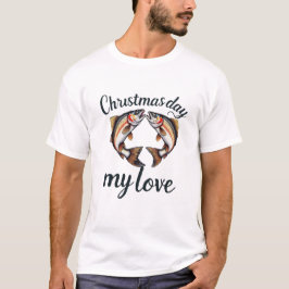 Kerst met een vissentwist als koppel t-shirt