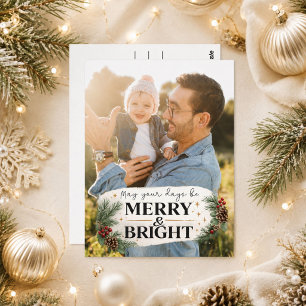 Kerst met een vrolijke familiefoto briefkaart