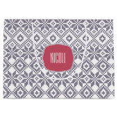 Kerst met eigen naam Nordic Sneeuwvlok Patroon Large Cadeautasje (Voorkant)