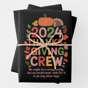Kerst met familie 2024 Crew Kalkoen Matching Inpakpapier Vel