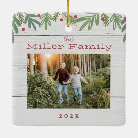 Kerst met feestflessen Kaart Keramiek Keramisch Ornament (Achterkant)