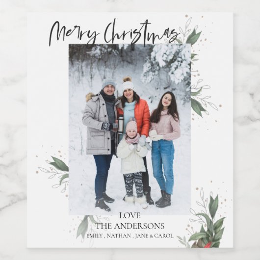 Kerst met feestkerst wijn etiket (Enkel label)