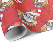 Kerst met gemberkat op rood cadeaupapier (Rol Hoek)