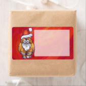 Kerst met gemberkat op rood etiket (Insitu)