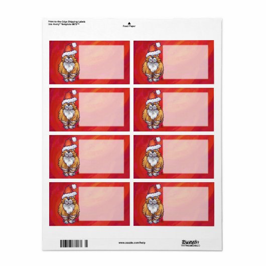 Kerst met gemberkat op rood etiket (Full Sheet)