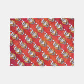 Kerst met gemberkat op rood fleece deken (Voorkant (Horizontaal))