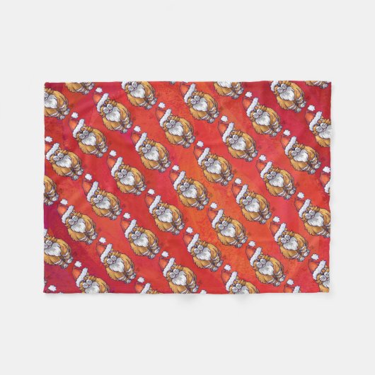 Kerst met gemberkat op rood fleece deken (Voorkant (Horizontaal))