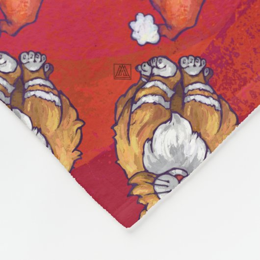 Kerst met gemberkat op rood fleece deken (Hoek)