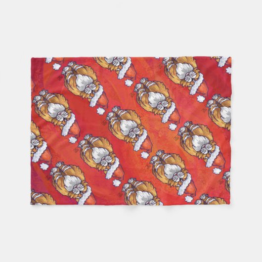 Kerst met gemberkat op rood fleece deken (Voorkant (Horizontaal))