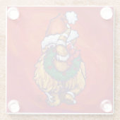 Kerst met gemberkat op rood glazen onderzetter (Achterkant)