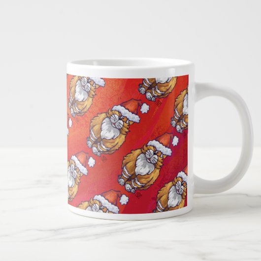 Kerst met gemberkat op rood grote koffiekop (Rechts)