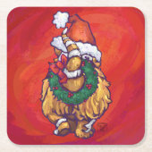 Kerst met gemberkat op rood kartonnen onderzetters (Voorkant)