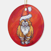Kerst met gemberkat op rood keramisch ornament (Links)
