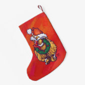 Kerst met gemberkat op rood kleine kerstsok (Achterkant (Hangend))