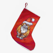 Kerst met gemberkat op rood kleine kerstsok (Voorkant (Hangend))
