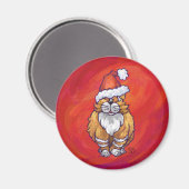 Kerst met gemberkat op rood magneet (Voorkant / Achterkant)