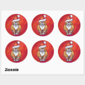 Kerst met gemberkat op rood ronde sticker (Vel)