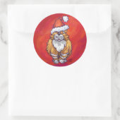 Kerst met gemberkat op rood ronde sticker (Tas)