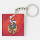 Kerst met gemberkat op rood sleutelhanger (Achterkant)