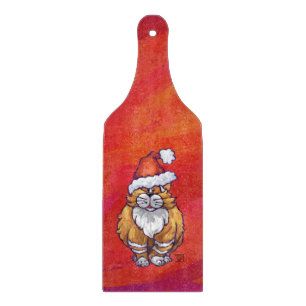 Kerst met gemberkat op rood snijplank