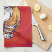 Kerst met gemberkat op rood theedoek (Quarter Fold)