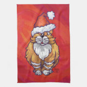 Kerst met gemberkat op rood theedoek (Verticaal)