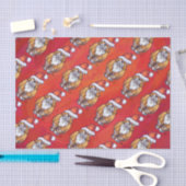 Kerst met gemberkat op rood tissuepapier (Craft)