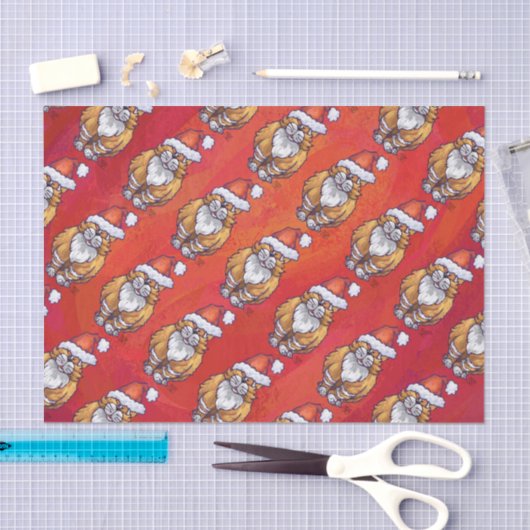 Kerst met gemberkat op rood tissuepapier (Craft)