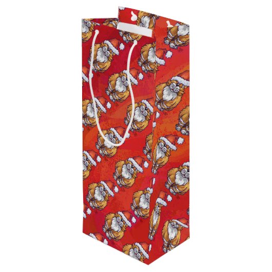 Kerst met gemberkat op rood wijn cadeautas (Achterkant Gekanteld)