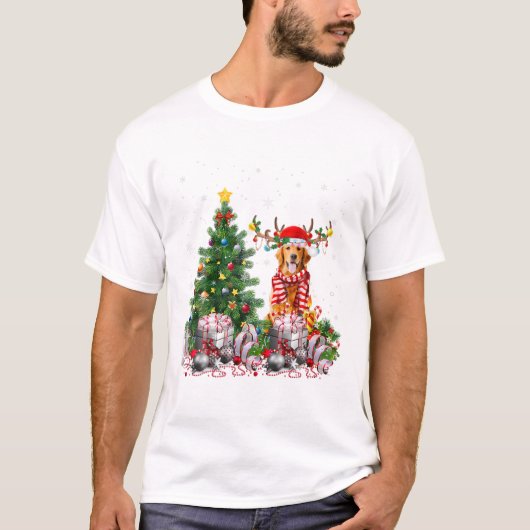 Kerst met Golden Retriever T-shirt (Voorkant)