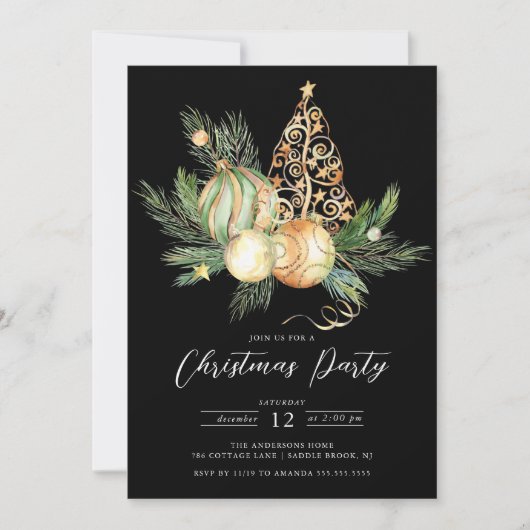 Kerst met gouden bomen kaart (Voorkant)