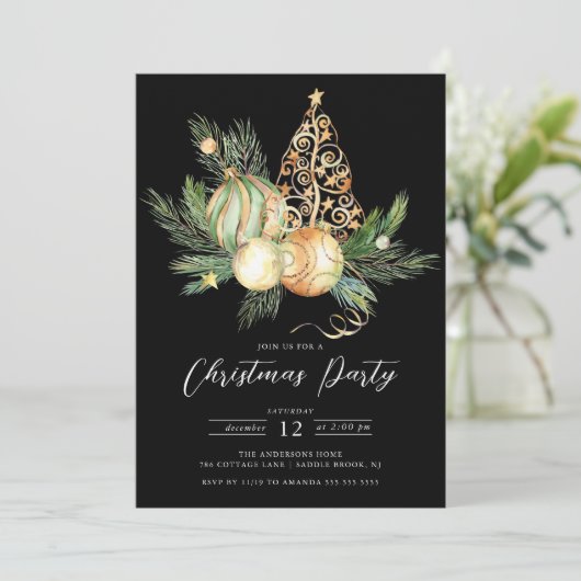 Kerst met gouden bomen kaart (Staand voorkant)