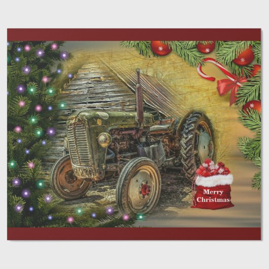  kerst met Green Tractor Cadeaupapier (Vlak)