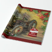  kerst met Green Tractor Cadeaupapier (Uitgerold)