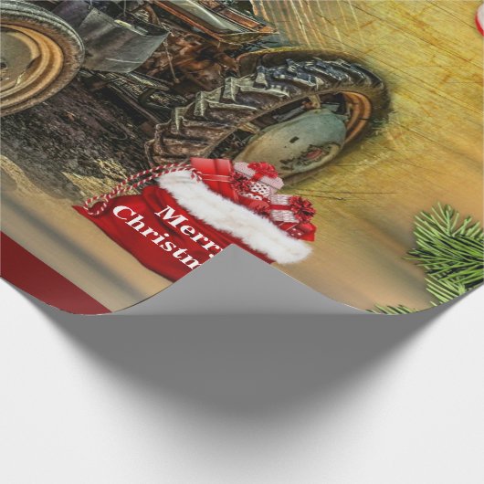  kerst met Green Tractor Cadeaupapier (Hoek)